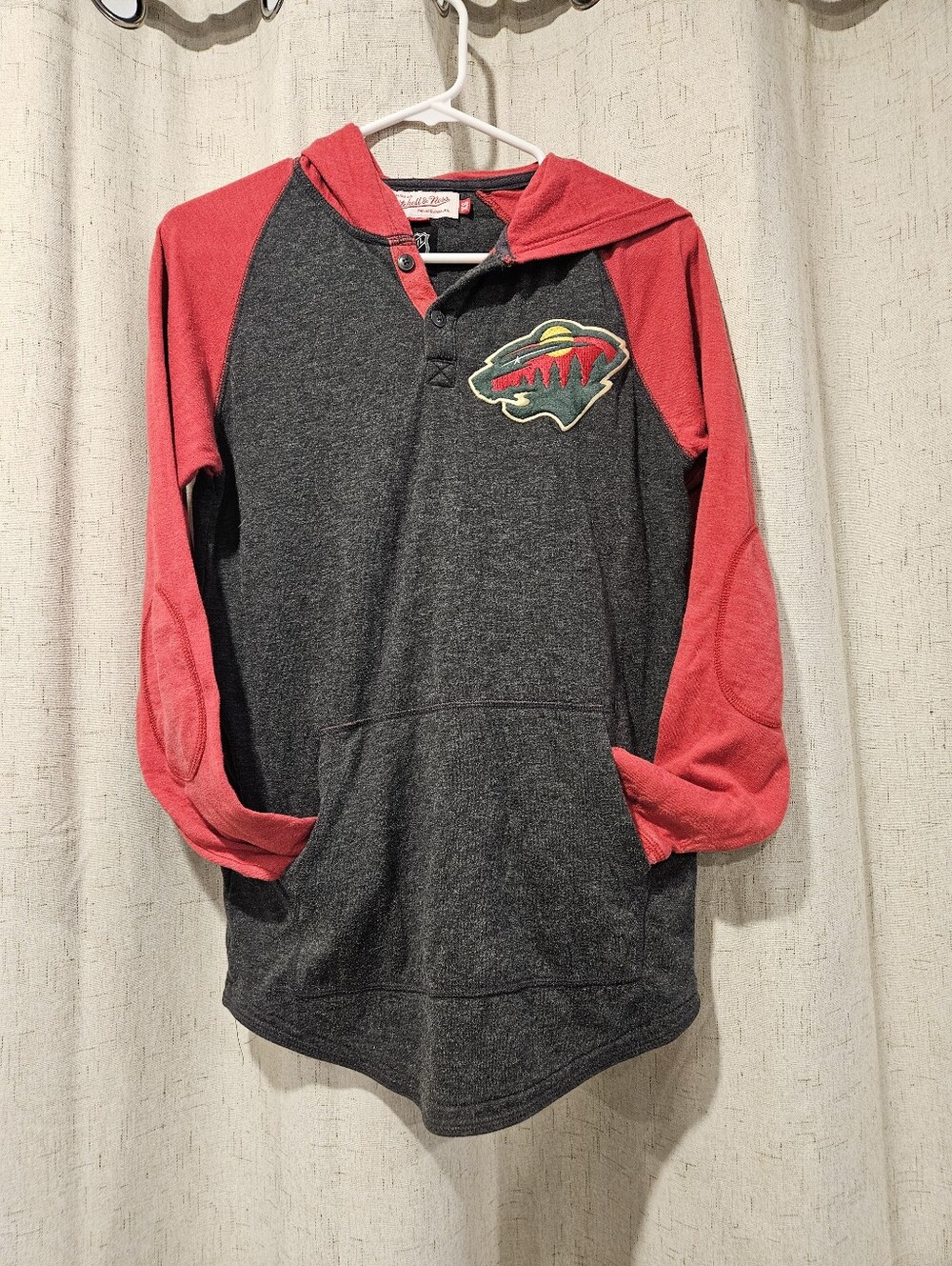 Two-Tone Hooded Pullover - Red & Charcoal